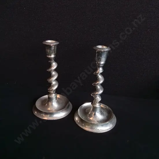 PAIR OF VINTAGE CAST CANDLESTICKS