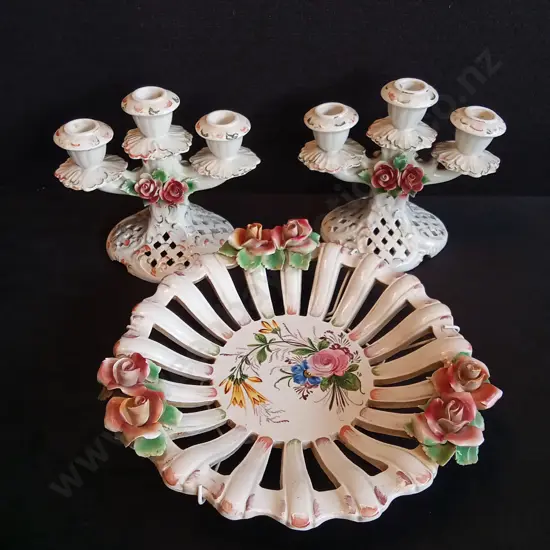 3 PIECES VINTAGE ITALIAN PORCELAIN DECOR