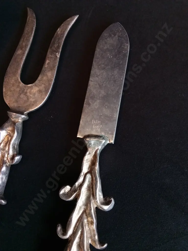 VINTAGE MICHAEL ARAM 3 PIECE "I LOVE YOU" SILVER PLATED SERVING CUTLERY SET Image 1++