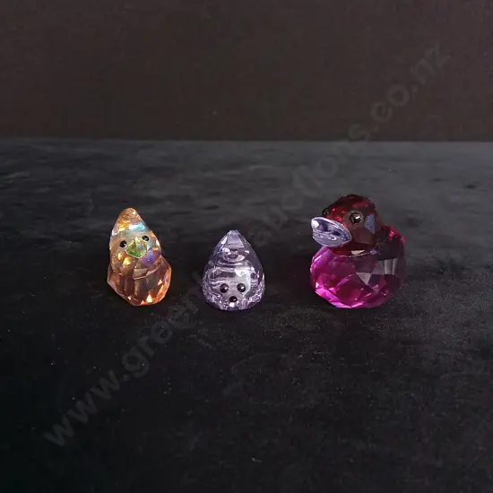 3 COLOURED ANIMAL SWAROVSKI CRYSTALS