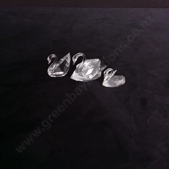 3 SWAROVSKI CRYSTAL SWANS