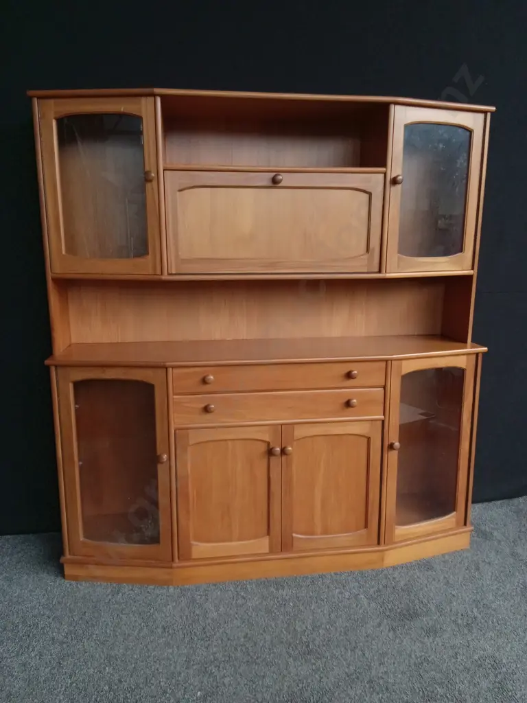 DANSKE MOBLER RIMU HUTCH DRESSER - GLASS DOORS BOTH SIDES TOP AND BOTTOM, Image 1++