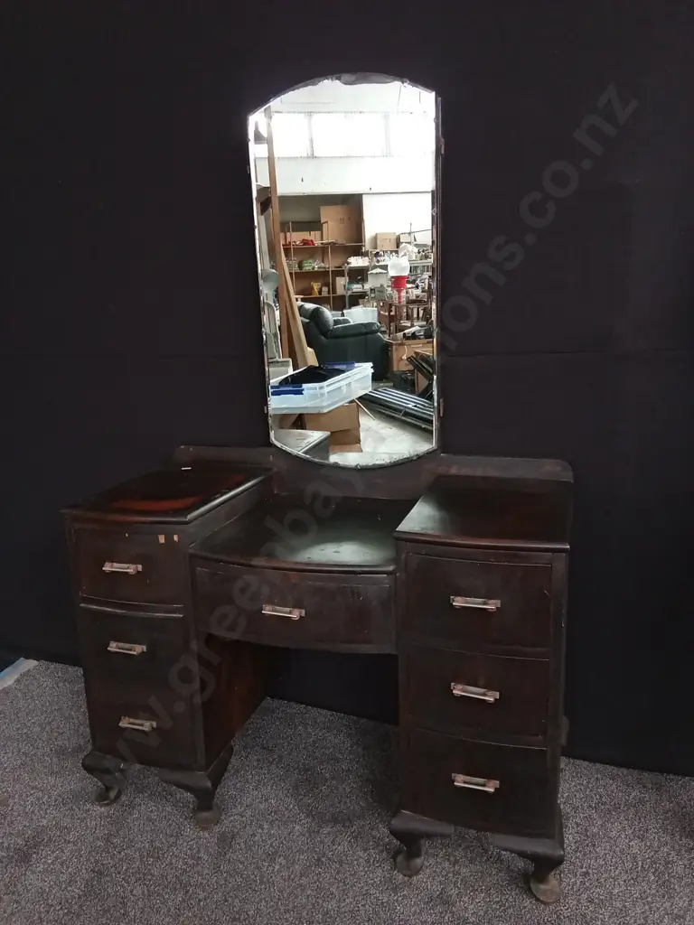 VINTAGE WOODEN VANITY DRESSER W 1.1 M X H 76 CM X D 52 CM (H INCLUDING MIRROR 1.69 CM) Image 1++