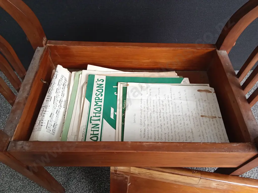 ANTIQUE EDWARDIAN PIANO STOOL WITH STORAGE Image 1++