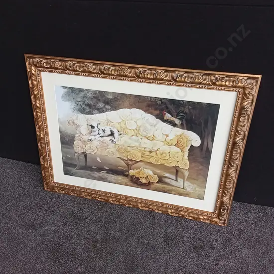 FRAMED PRINT OF ROSE FLEECE ROOST BY TIMOTHY MARTIN
