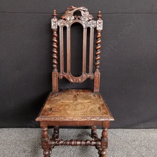 ANTIQUE VICTORIAN HIGH BACK WOODEN CHAIR