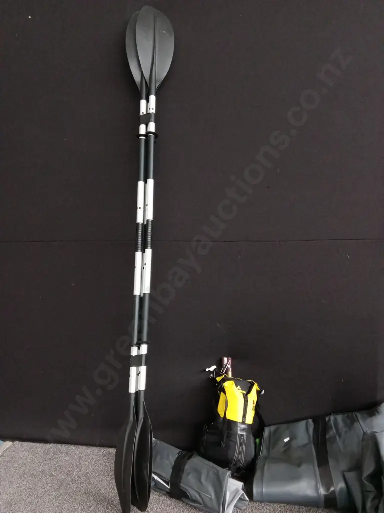 2 CHALLENGER INFLATABLE KAYAKS WITH LIFE JACKET 3 OARS AND KEEL Image 1++
