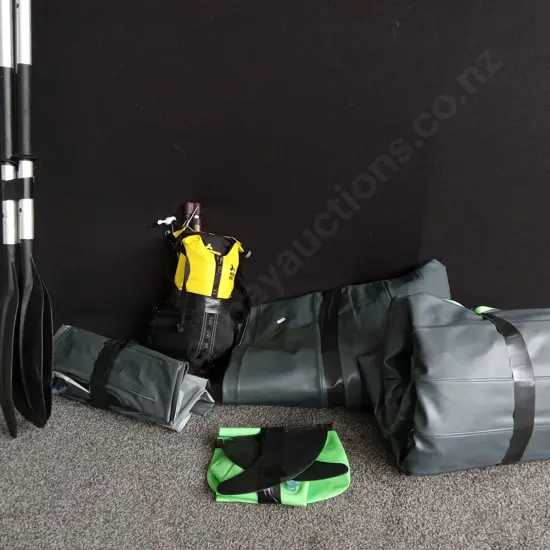 2 CHALLENGER INFLATABLE KAYAKS WITH LIFE JACKET 3 OARS AND KEEL