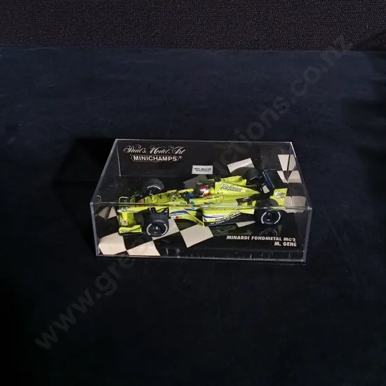 1:43 SCALE MINICHAMPS DIE CAST MINARDI FONDMETAL M02 FORMULA 1 MODEL