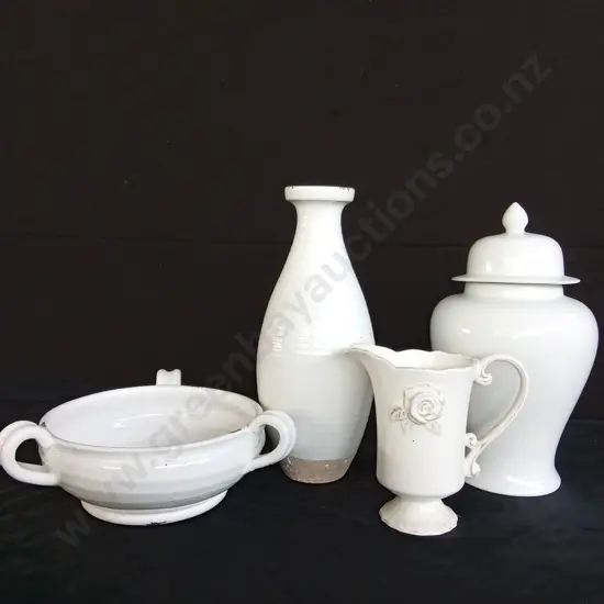 4 WHITE DECORATIVE ITEMS