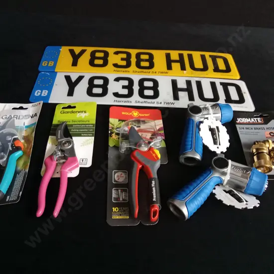 BRAND NEW GARDENING PRODUCTS AND NUMBER PLATES