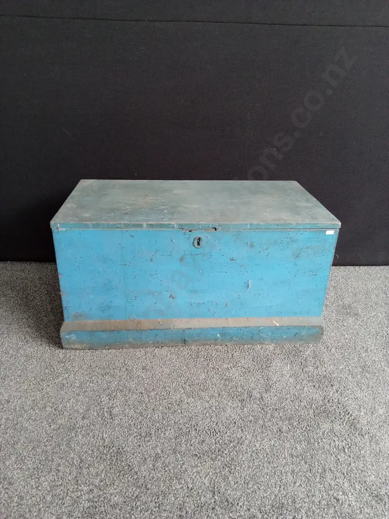 BLUE WOODEN CHEST L91CM D52CM H48CM Image 1++
