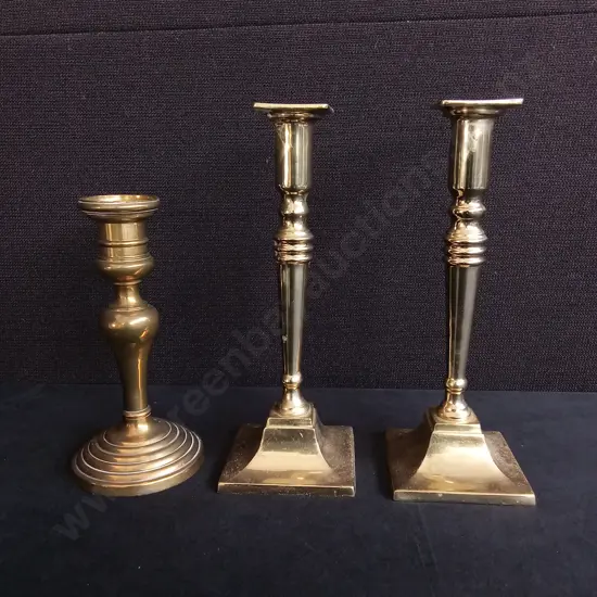 3 PIECES VINTAGE BRASS CANDLESTICK HOLDERS