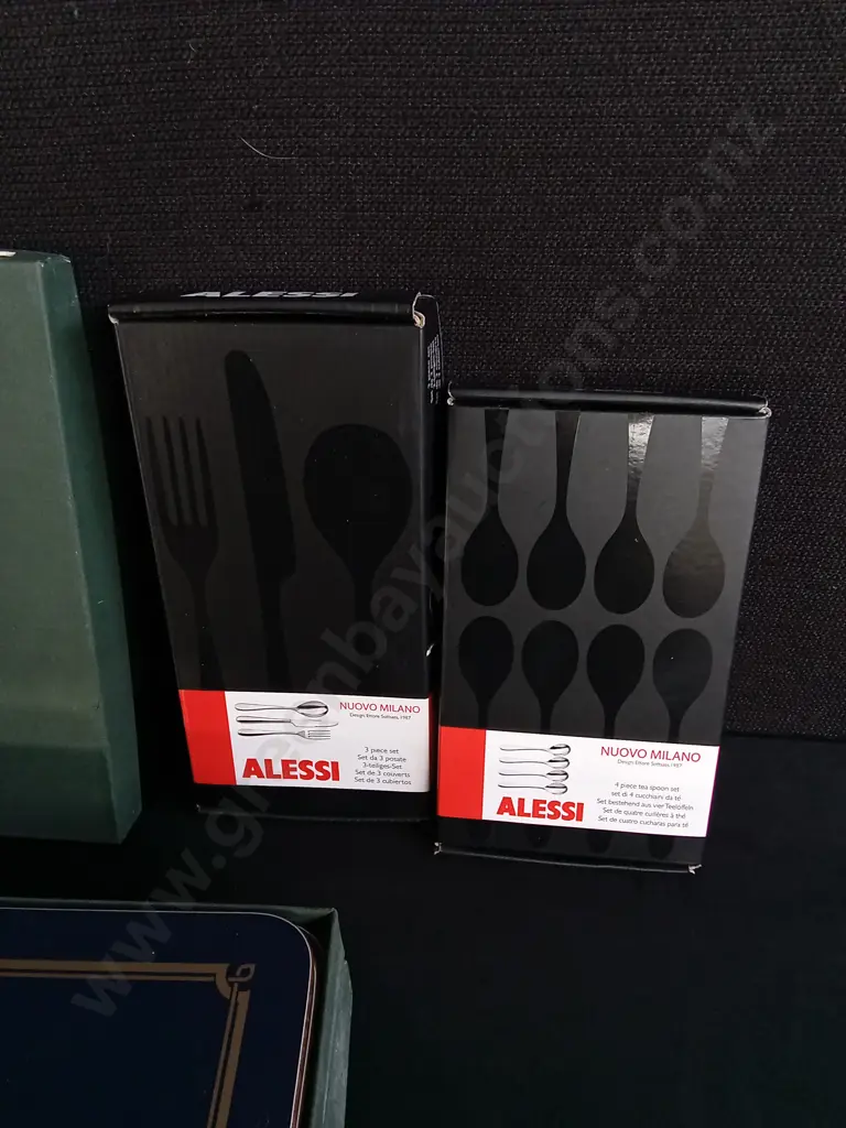 BRAND NEW ALESSI CUTLERY, 3 PIECES SET AND 4 PIECES TEA SPOON SET, VINTAGE JASON PLACE MATS Image 1++