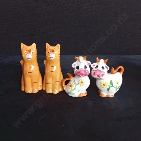 CAT AND COW SALT AND PEPPER SHAKERS