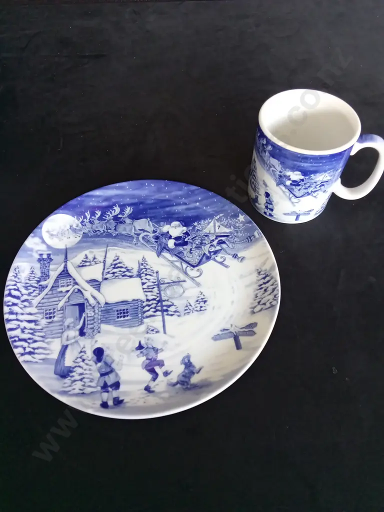 SPODE SANTAS BIG DAY THE OFF PLATE AND MUG Image 1++