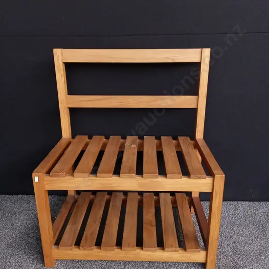 WOODEN PLANT STAND/ BENCH W 81 CM X D 48.5 CM X H 51 CM