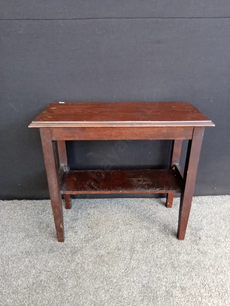 WOODEN SIDE TABLE WITH SHELF L75CM D35CM H69CM Image 1++