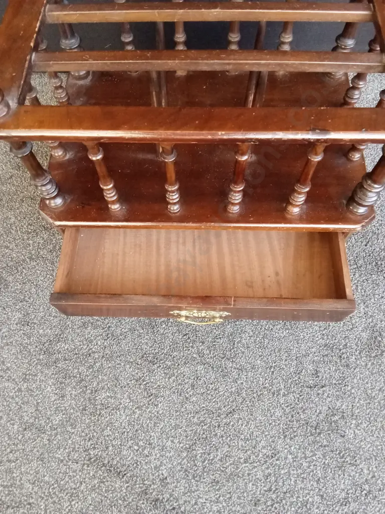 ANTIQUE VICTORIAN STYLE WALNUT TURNED SPINDLE DIVIDERS AND LOWER DRAWER Image 1++