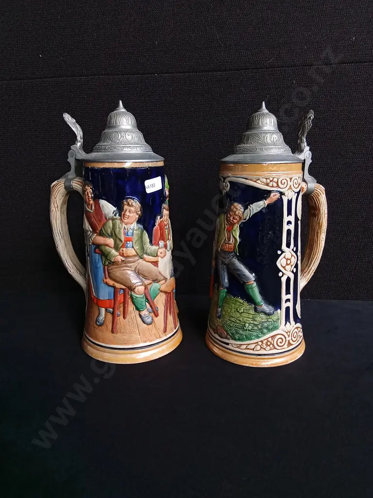 PAIR OF VINTAGE GERMAN BEER STEINS Image 1++
