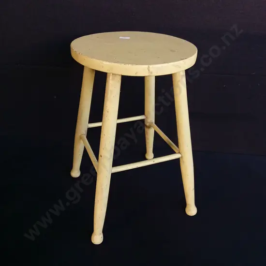 YELLOW WOODEN STOOL H46CM