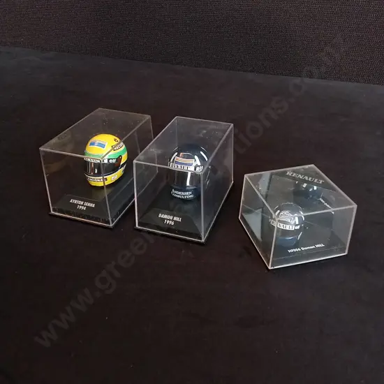 3 PIECES, 1:8 SCALE DIECAST HELMET REPLICAS MINICHAMPS