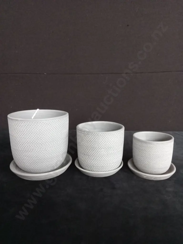 3 GREY PLANT POTS ON BASES Image 1++