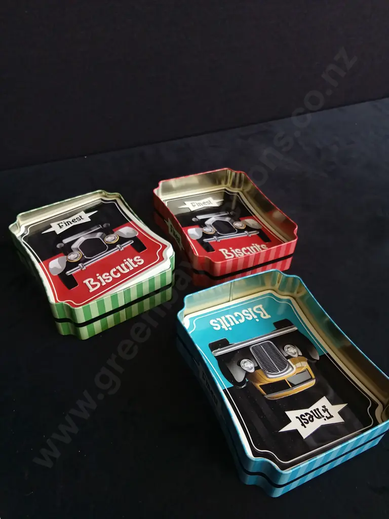 BOX OF CAR BISCUIT TINS Image 1++