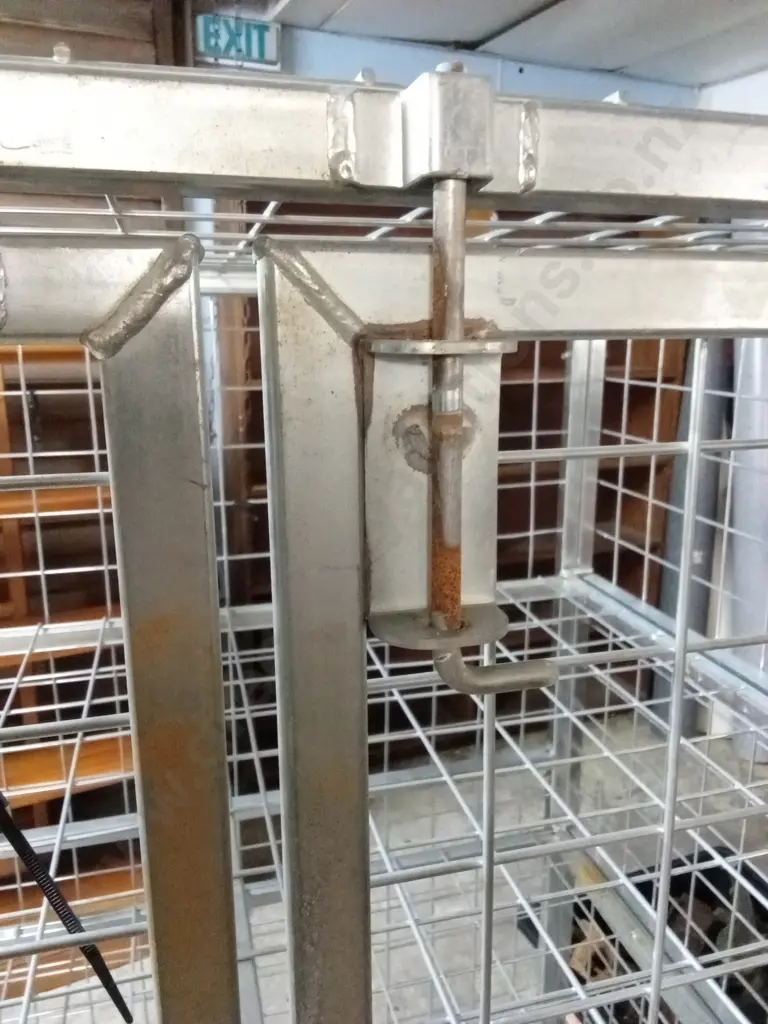 GALVANISED TRANSPORT ROLL CAGE WITH 2 REMOVABLE SHELVES ON LARGE HEAVY DUTY CASTORS WITH LOCKABLE / REMOVABLE DOORS Image 1++