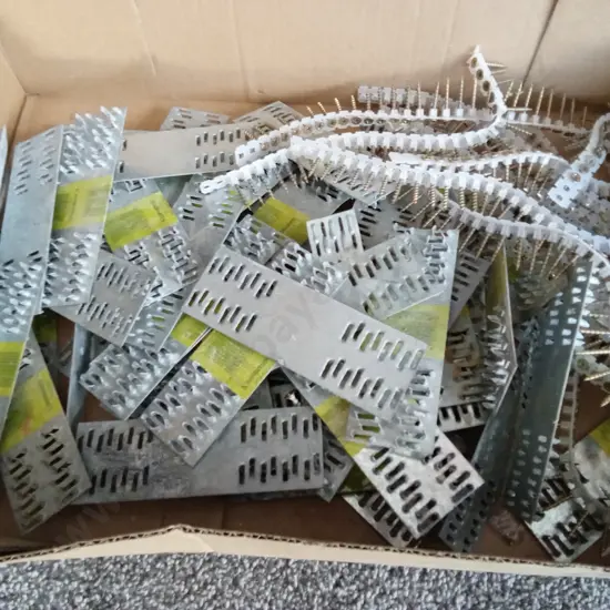 BOX OF CONNECTOR PLATES AND SCREWS
