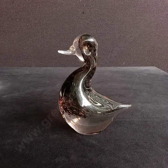 VINTAGE WEDGEWOOD ART GLASS DUCK PAPERWEIGHT 16CM HIGH