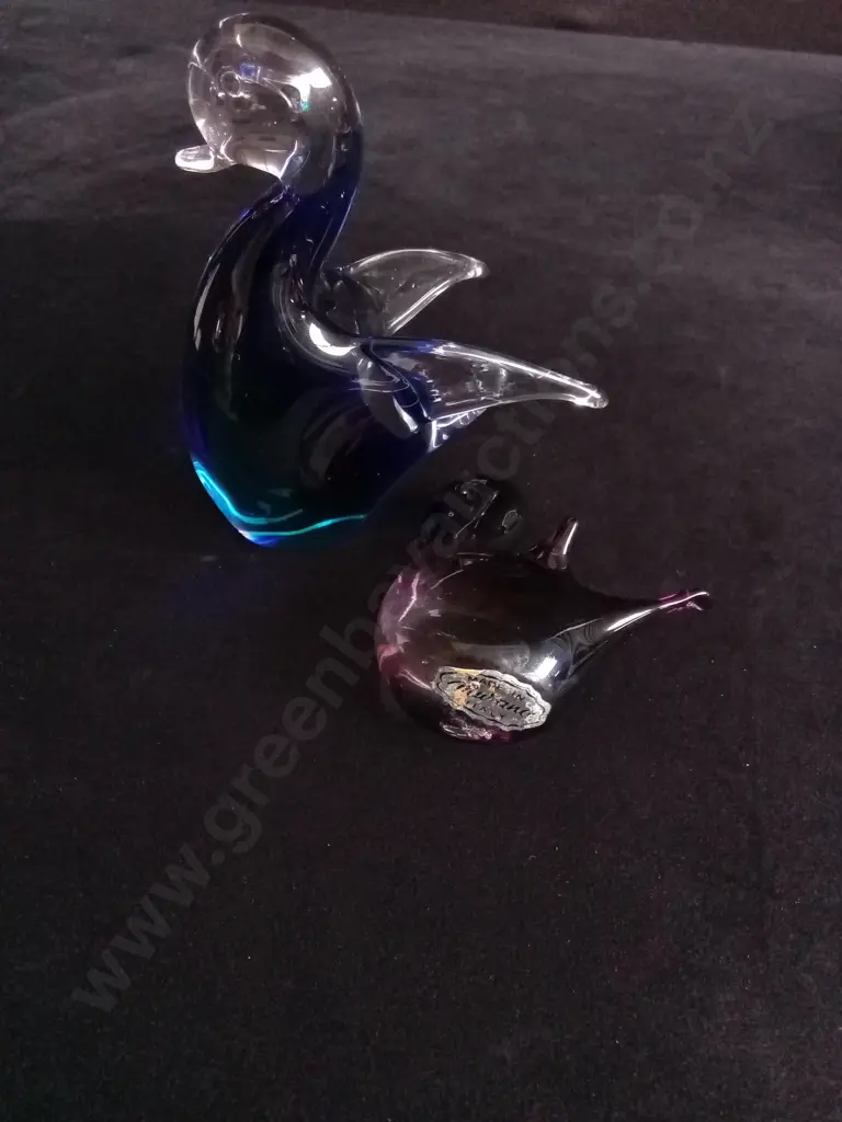 SET OF 2 VINTAGE MURANO GLASS BIRD FIGURINES 13CM HIGH Image 1++