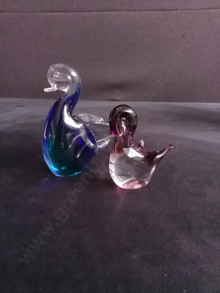 SET OF 2 VINTAGE MURANO GLASS BIRD FIGURINES 13CM HIGH Image 1++