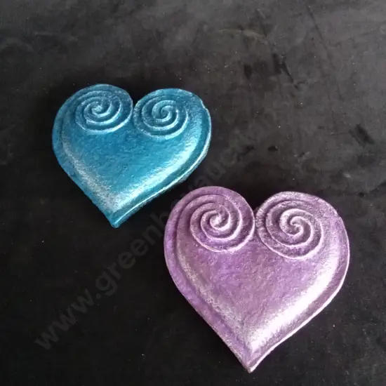 2 CLAY HEARTS