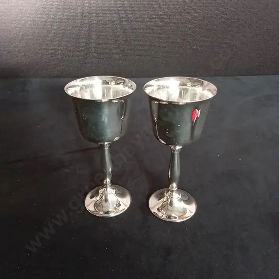 2 VINTAGE SILVER PLATED WINE GOBLETS