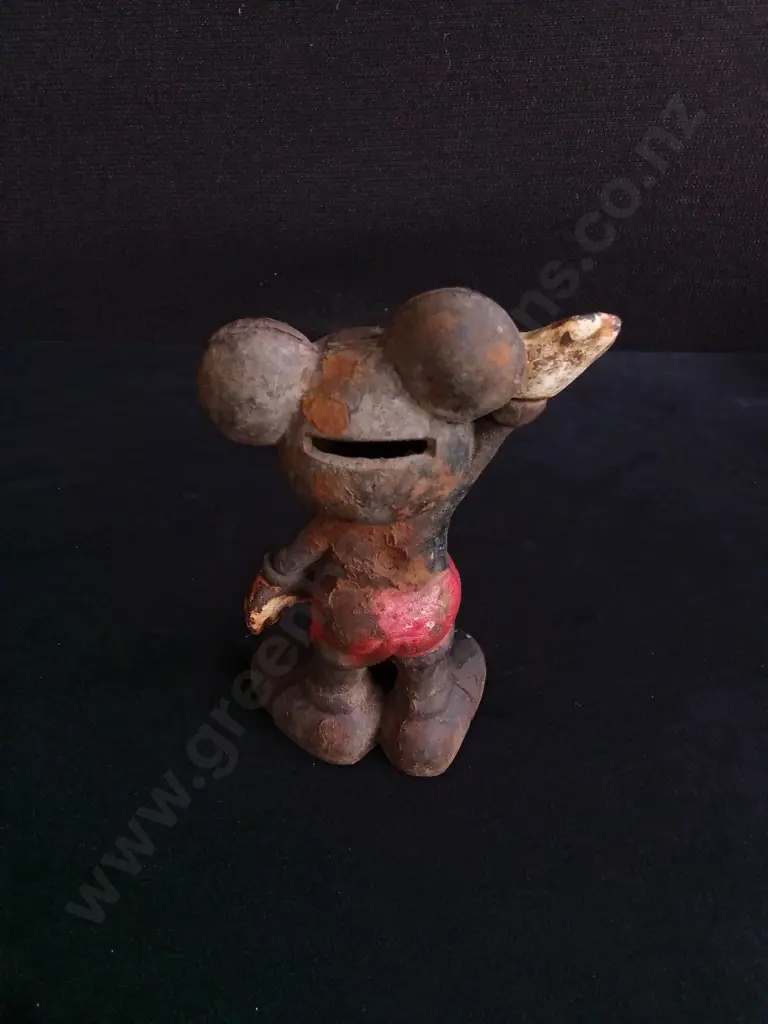 VINTAGE MICKEY MOUSE CAST IRON COIN BANK 15CM HIGH Image 1++