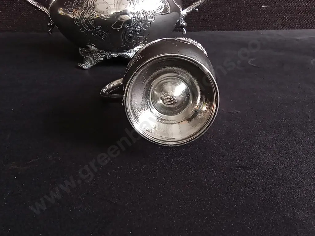 ANTIQUE SHEFFIELD STERLING SILVER SUGAR BOWL AND SHEFFIELD EPNS SILVER PLATED CREAMER Image 1++