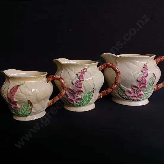 SET OF THREE VINTAGE CARLTON "FOXGLOVE" JUGS MADE IN ENGLAND