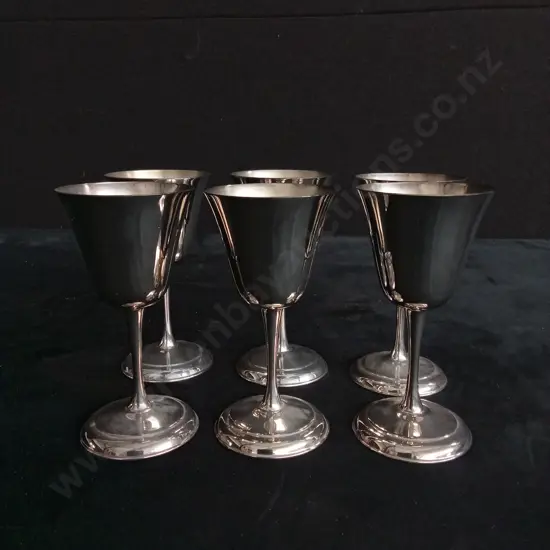 6 SILVER PLATED GOBLETS