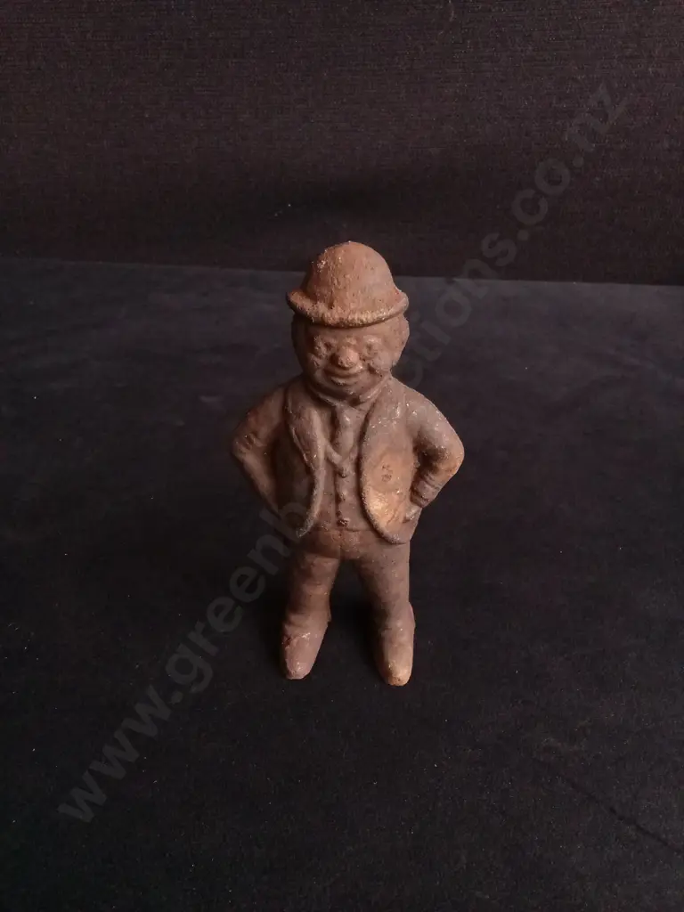 ANTIQUE CAST IRON FOXY GRANDPA STILL COIN BANK APPROX 14CM HIGH Image 1++