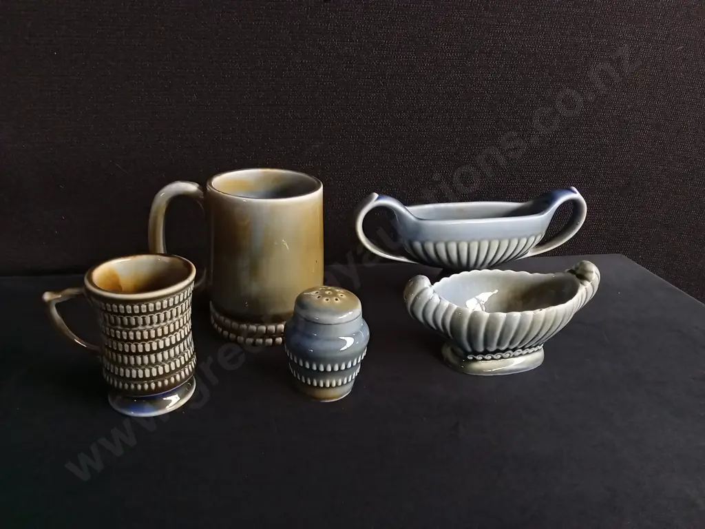 VINTAGE MID CENTURY WADE IROSH PORCELAIN 5 PIECES TABLEWARE SET Image 1++