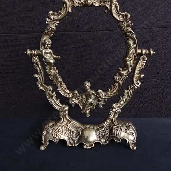 VINTAGE BRASS SWIVEL VANITY MIRROR FRAME H 38 CM