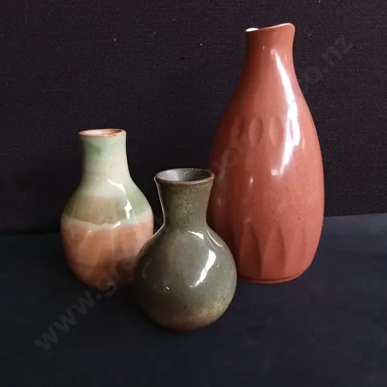 3 PIECES VINTAGE POTTERY VASES