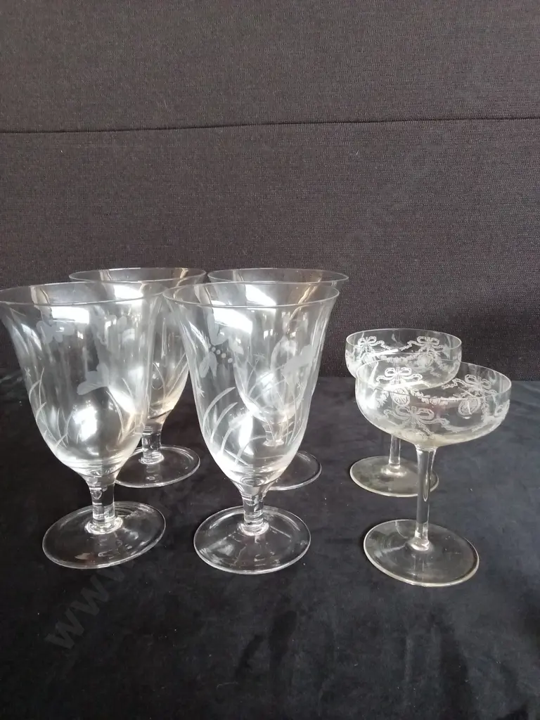 6 VINTAGE CRYSTAL GLASSES Image 1++