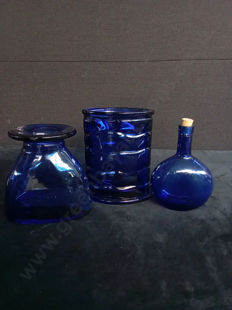3 COBALT BLUE GLASS ITEMS Image 1++
