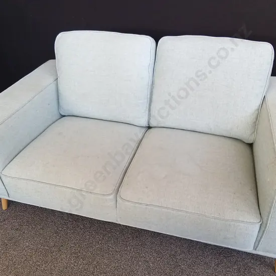 TWO SEATER BLUE FABRIC COUCH