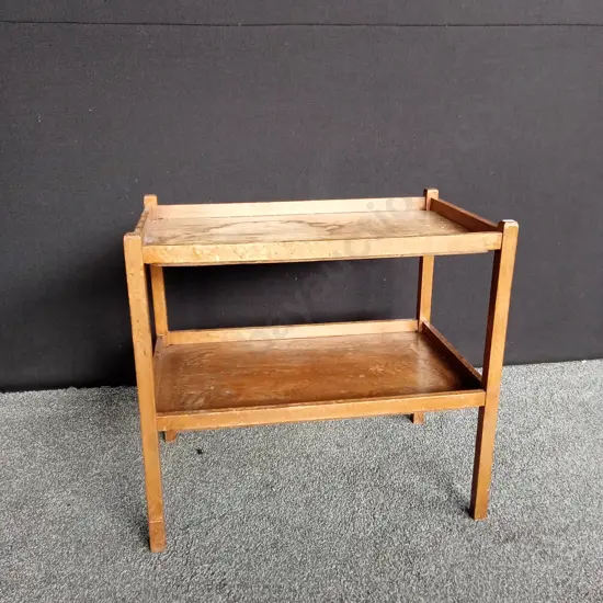 VINTAGE TWO TIERED WOODEN TABLE L72CM D44CM H66CM