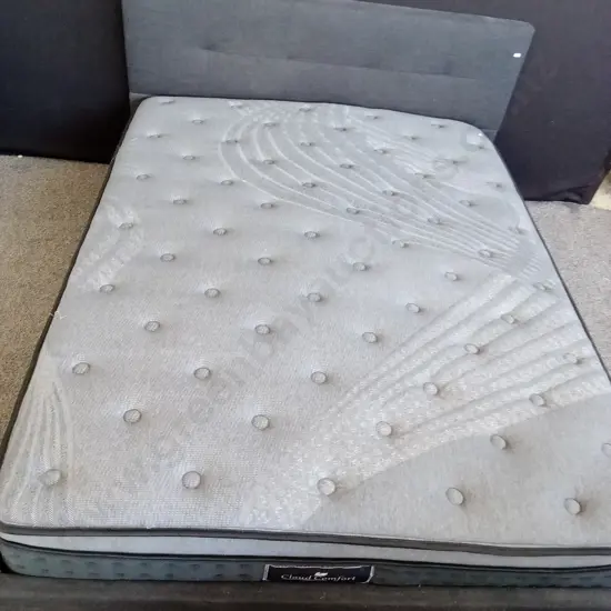BLACK DOUBLE/QUEEN SLAT BED BASE WITH MATTRESS