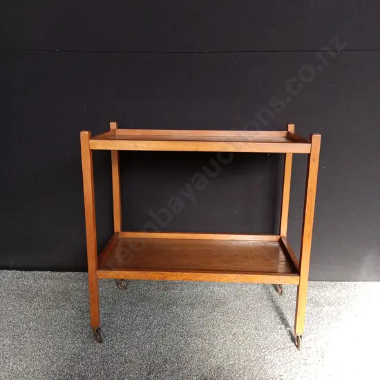 VINTAGE TWO-TIERED TEA TROLLEY ON WHEELS L76.5CM D41CM H80CM