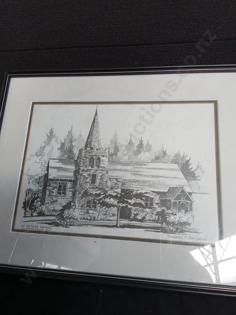 2 FRAMED DRAWINGS BY ROBERT F. SANSOM Image 1++